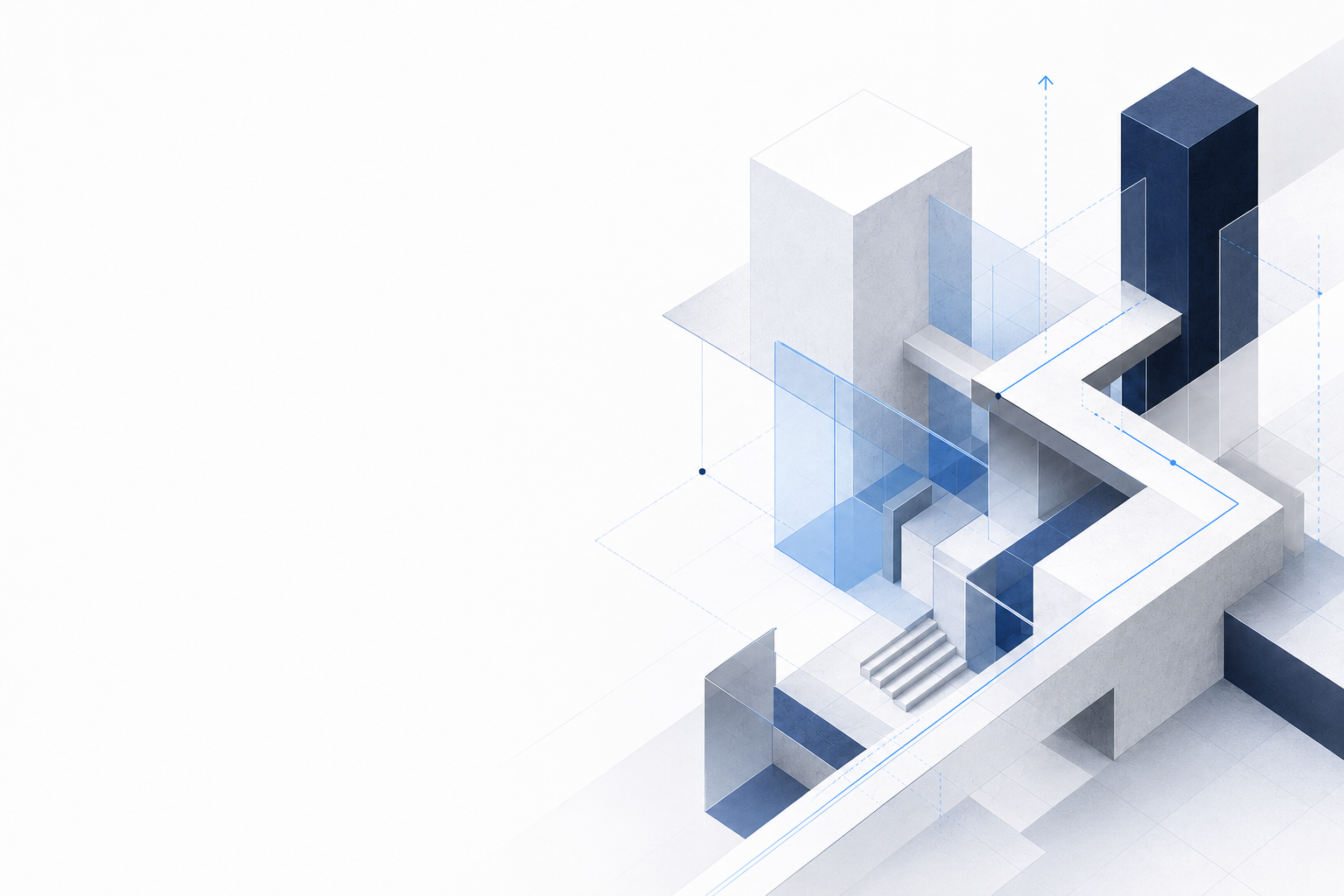 Abstract architectural forms representing structure, direction and measured risk